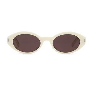 SAINT LAURENT Oval Sunglasses in Ivory & Black